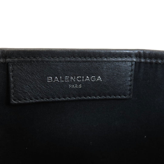 BALENCIAGA Tote Bag 339933 canvas white Navy kabas S Women Used Authentic