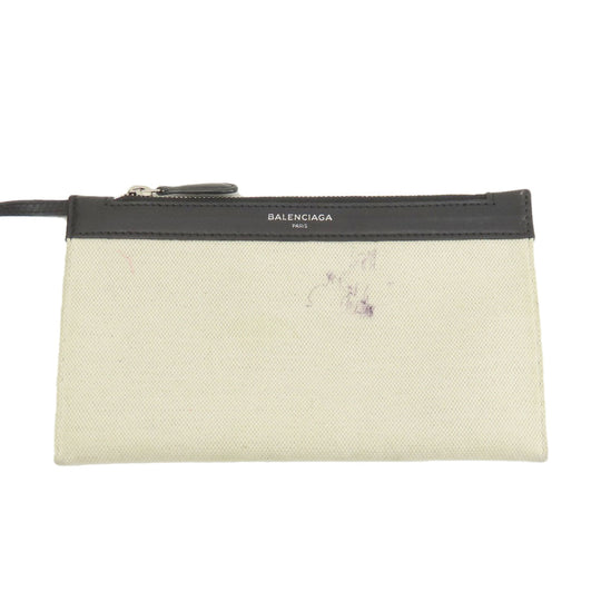 BALENCIAGA Tote Bag 339933 canvas white Navy kabas S Women Used Authentic