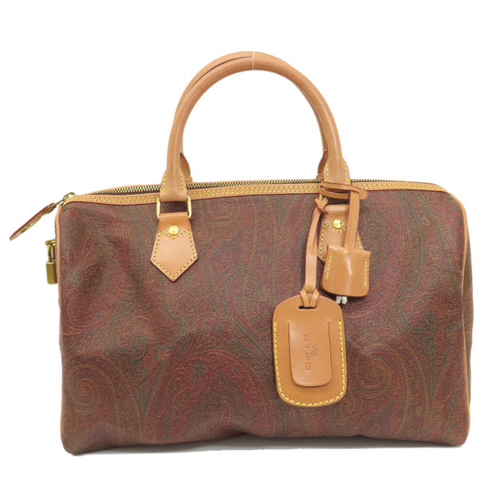 ETRO Boston Duffel bag PVC Brown Paisley Pattern Women Used Authentic