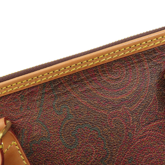 ETRO Boston Duffel bag PVC Brown Paisley Pattern Women Used Authentic