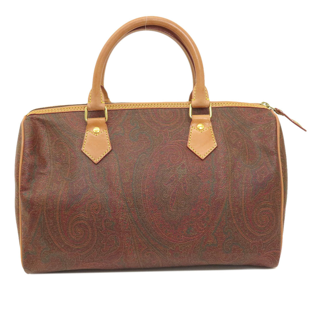 ETRO Boston Duffel bag PVC Brown Paisley Pattern Women Used Authentic