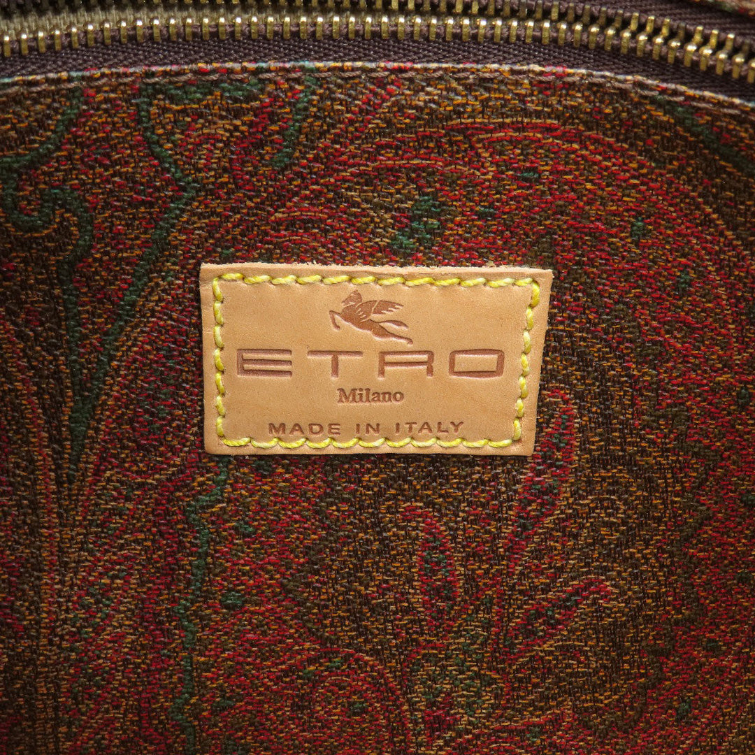 ETRO Boston Duffel bag PVC Brown Paisley Pattern Women Used Authentic