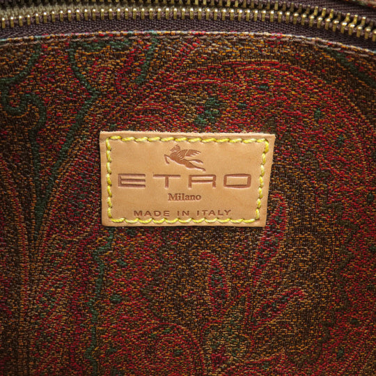 ETRO Boston Duffel bag PVC Brown Paisley Pattern Women Used Authentic