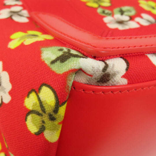 BALENCIAGA Handbag 329933 canvas Red Navy Cabas Flower Motif Women Used Authentic