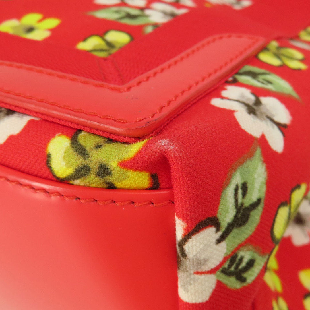 BALENCIAGA Handbag 329933 canvas Red Navy Cabas Flower Motif Women Used Authentic