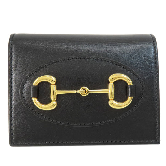 GUCCI Bifold Wallet 621887 leather black Horsebit Women Used Authentic