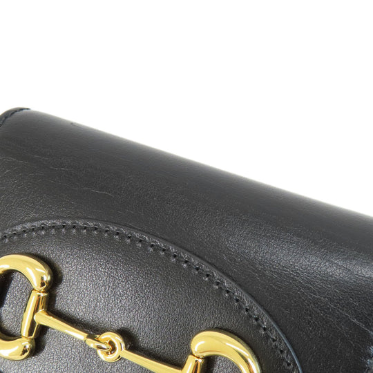GUCCI Bifold Wallet 621887 leather black Horsebit Women Used Authentic