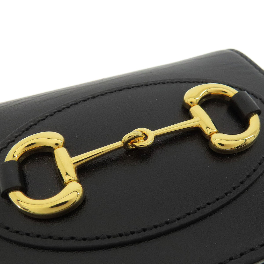 GUCCI Bifold Wallet 621887 leather black Horsebit Women Used Authentic