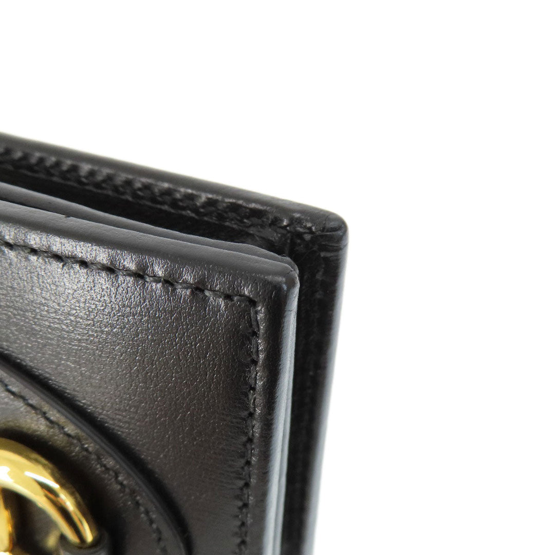 GUCCI Bifold Wallet 621887 leather black Horsebit Women Used Authentic