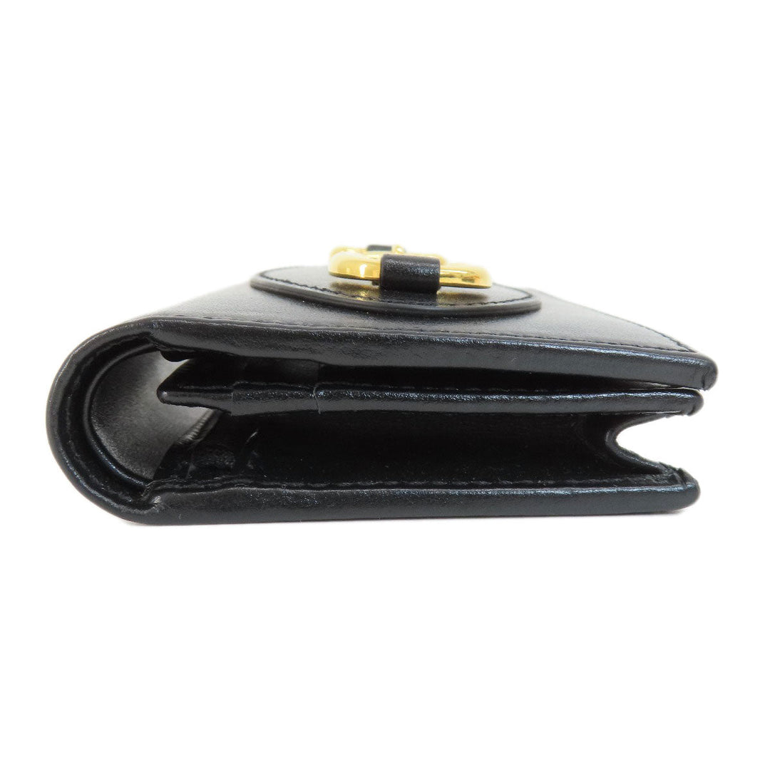 GUCCI Bifold Wallet 621887 leather black Horsebit Women Used Authentic