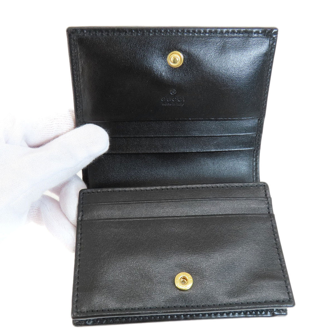 GUCCI Bifold Wallet 621887 leather black Horsebit Women Used Authentic
