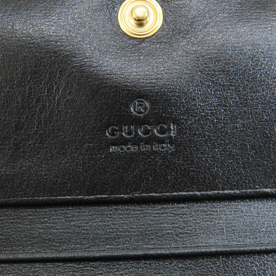 GUCCI Bifold Wallet 621887 leather black Horsebit Women Used Authentic