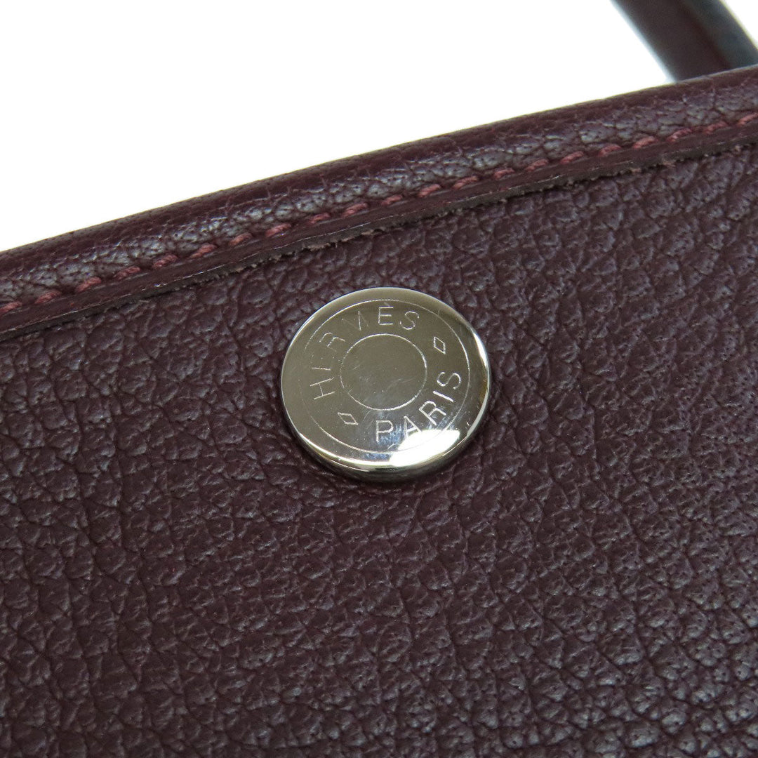 HERMES Handbag Negonda Red Garden Party TPM SilverMetal