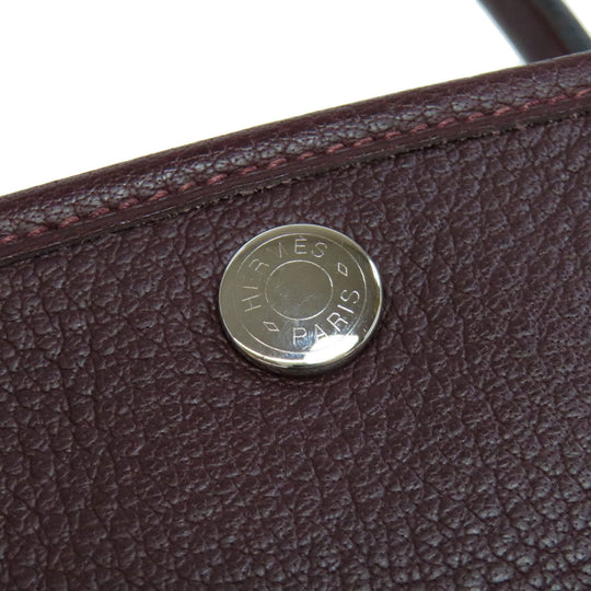 HERMES Handbag Negonda Red Garden Party TPM SilverMetal