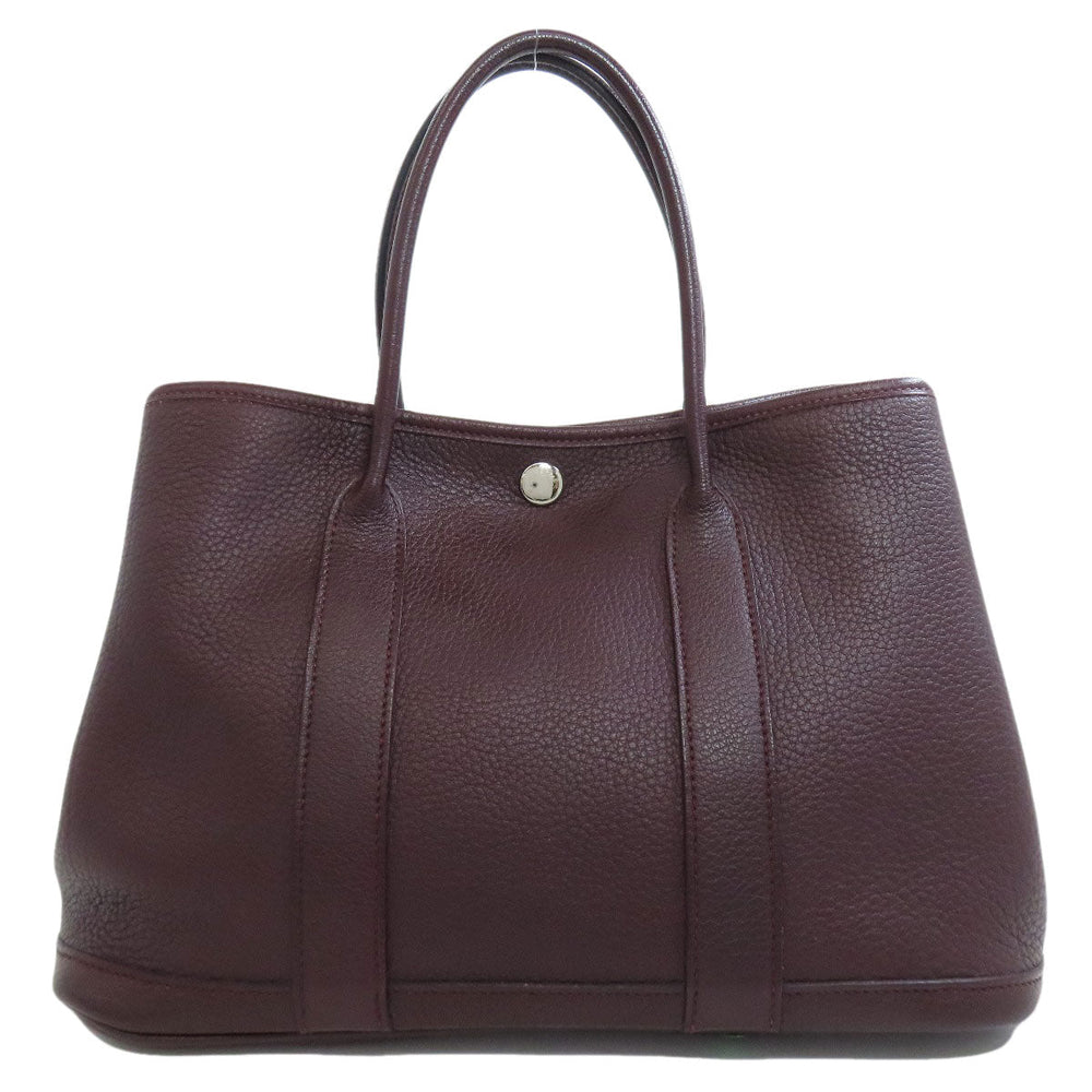 HERMES Handbag Negonda Red Garden Party TPM SilverMetal