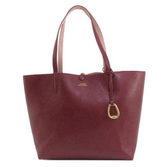 RALPH LAUREN Tote Bag leather Red logo Women Used Authentic