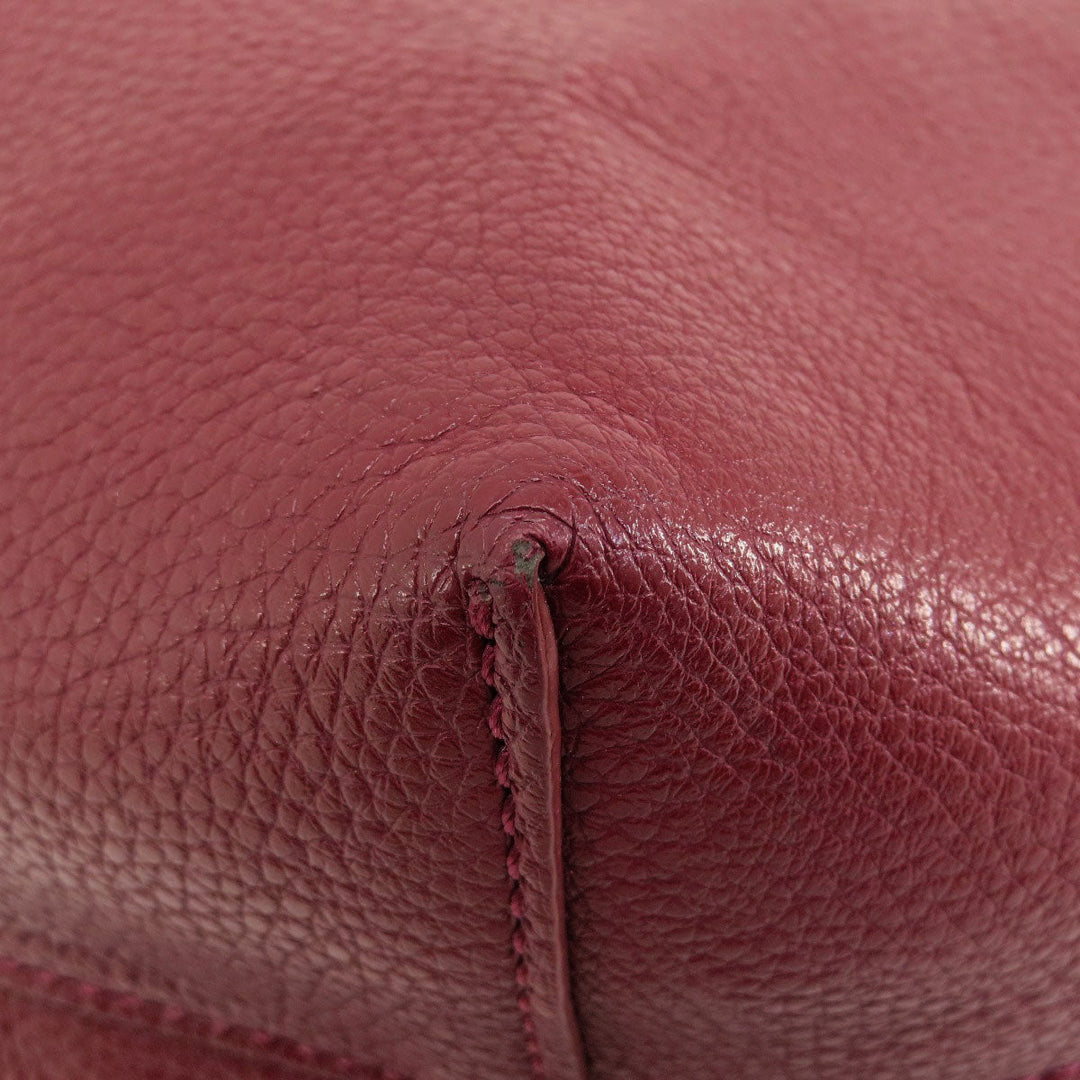 RALPH LAUREN Tote Bag leather Red logo Women Used Authentic