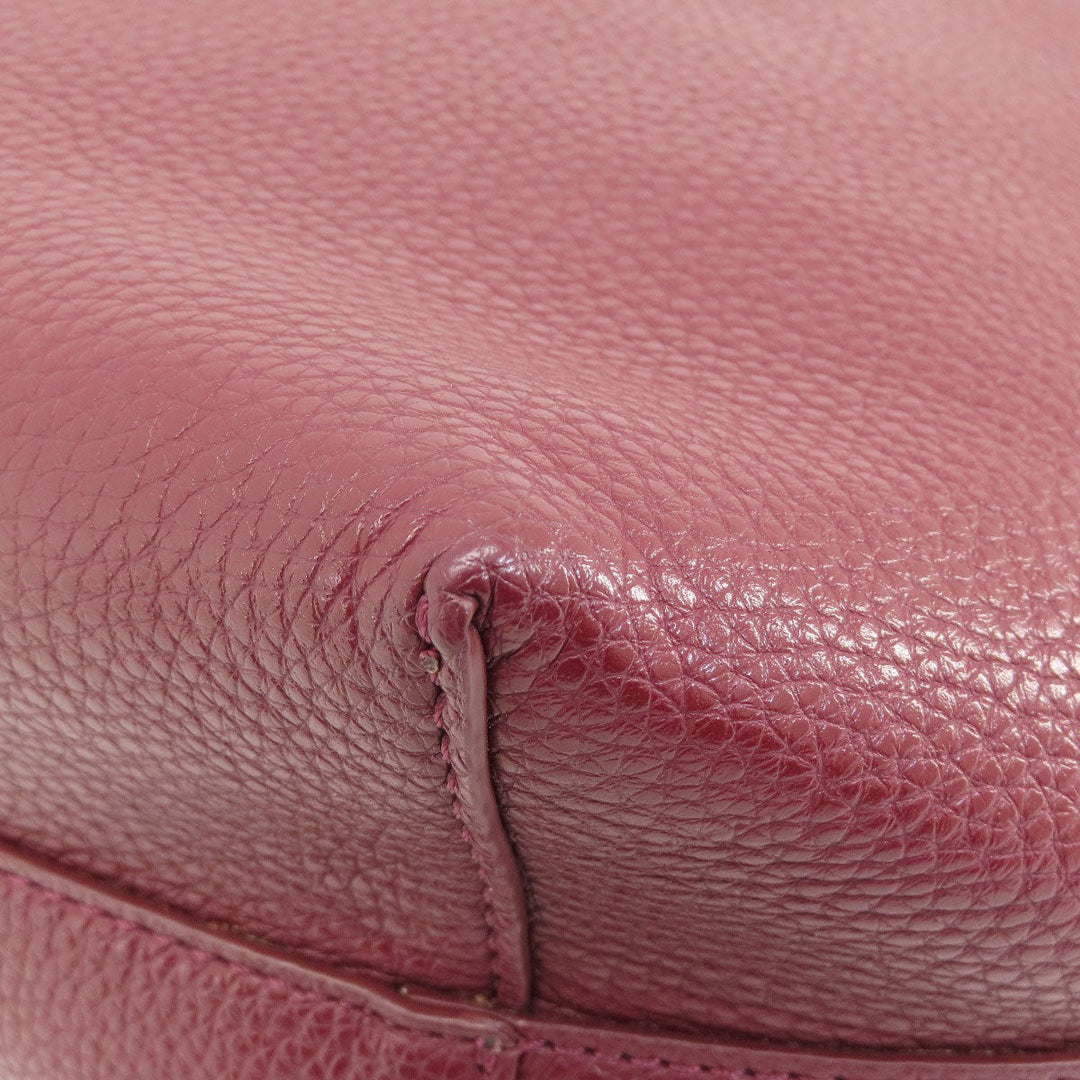 RALPH LAUREN Tote Bag leather Red logo Women Used Authentic