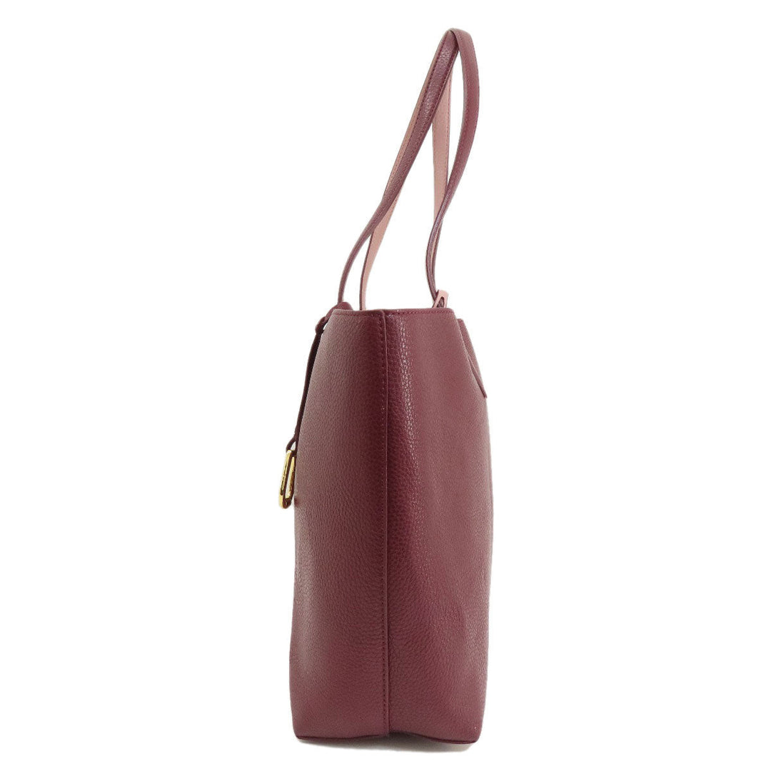 RALPH LAUREN Tote Bag leather Red logo Women Used Authentic
