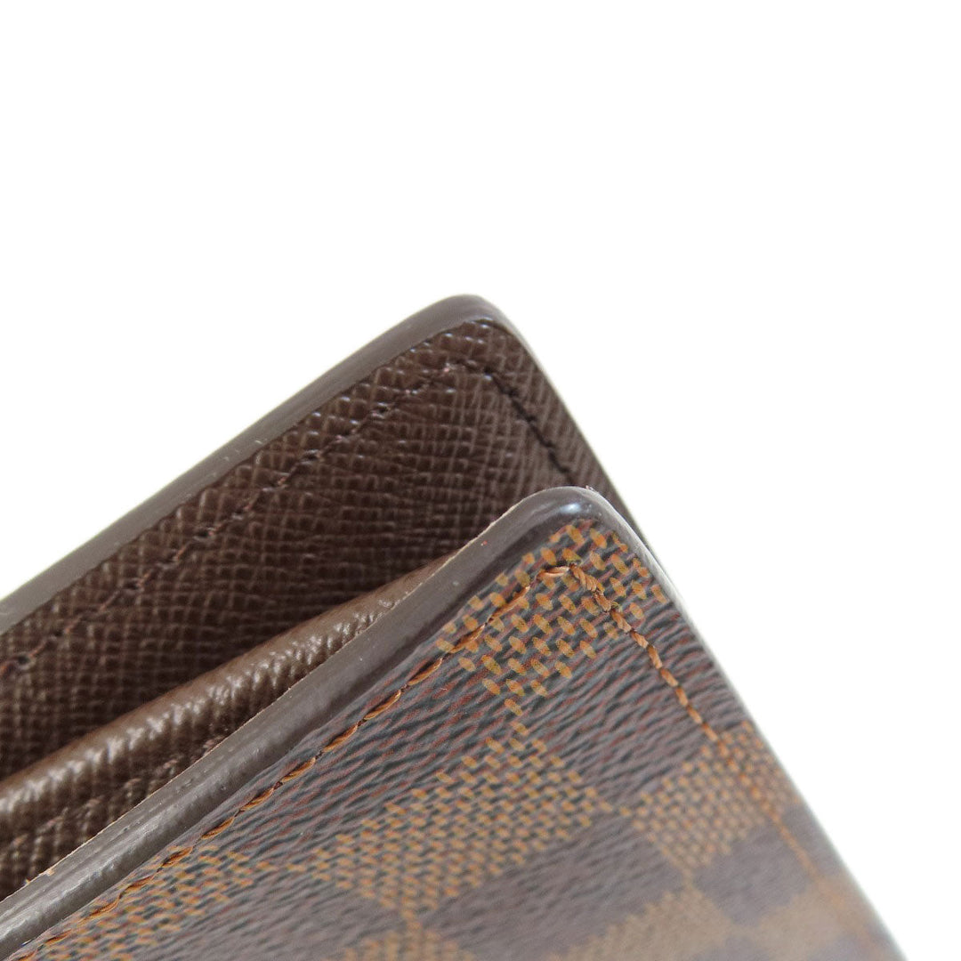 LOUIS VUITTON Long Wallet Purse N60017 Damier canvas Brown Portefeuille�EBrazza Former mens Used Authentic