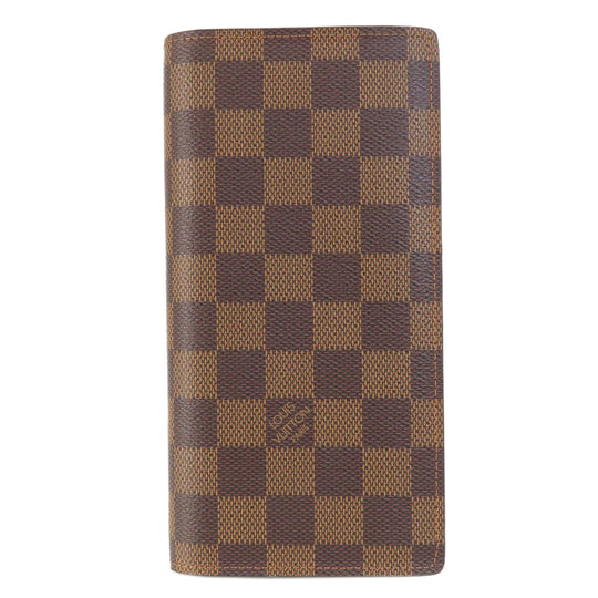 LOUIS VUITTON Long Wallet Purse N60017 Damier canvas Brown Portefeuille�EBrazza Former mens Used Authentic