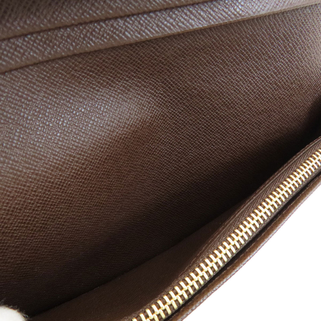 LOUIS VUITTON Long Wallet Purse N60017 Damier canvas Brown Portefeuille�EBrazza Former mens Used Authentic