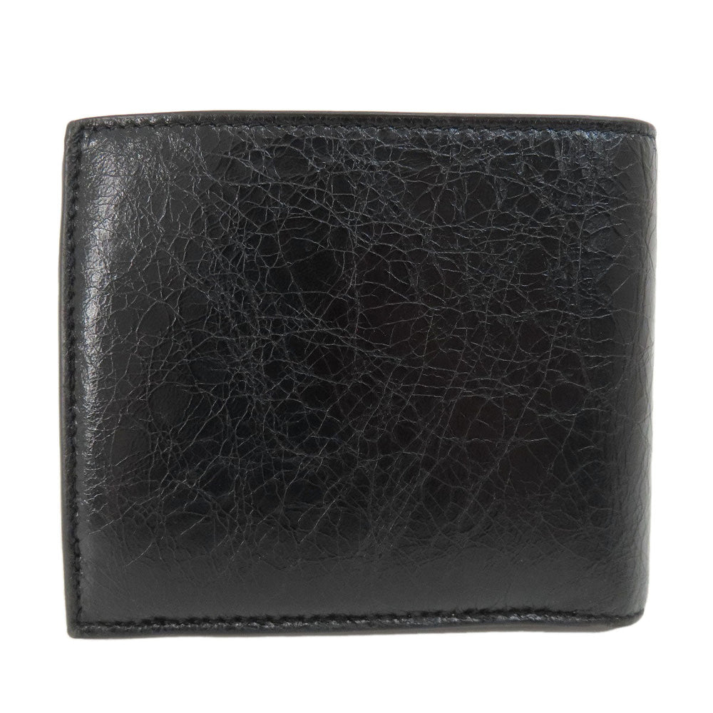 BALENCIAGA Bifold Wallet 779971 leather black BB mens Used Authentic