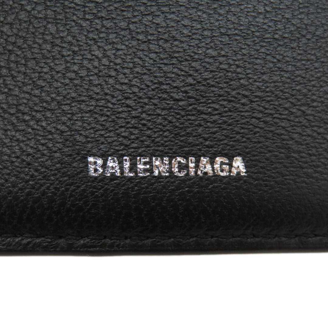 BALENCIAGA Bifold Wallet 779971 leather black BB mens Used Authentic