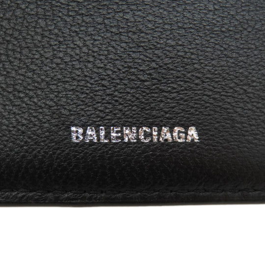 BALENCIAGA Bifold Wallet 779971 leather black BB mens Used Authentic