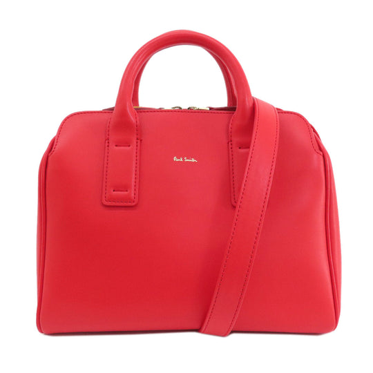 Paul Smith Boston Duffel bag leather Red logo 2WAY Women Used Authentic