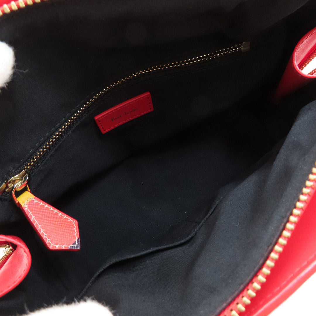 Paul Smith Boston Duffel bag leather Red logo 2WAY Women Used Authentic