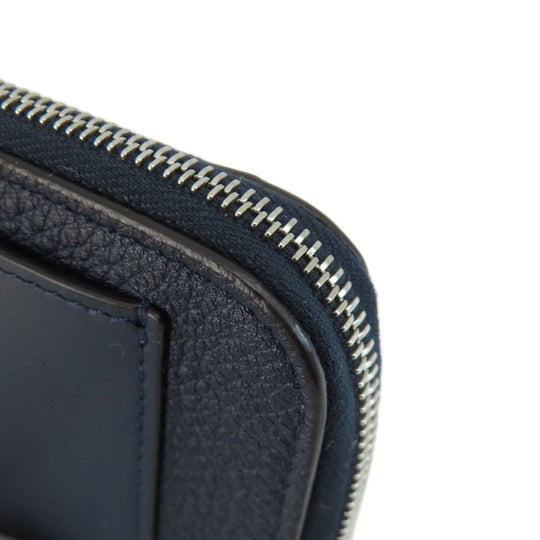 FENDI Card Case leather Navy logo Women(Unisex) Used Authentic