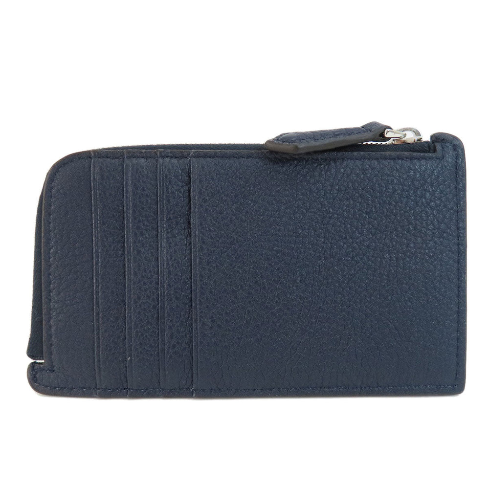 FENDI Card Case leather Navy logo Women(Unisex) Used Authentic