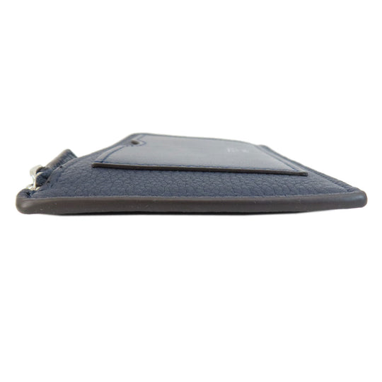 FENDI Card Case leather Navy logo Women(Unisex) Used Authentic