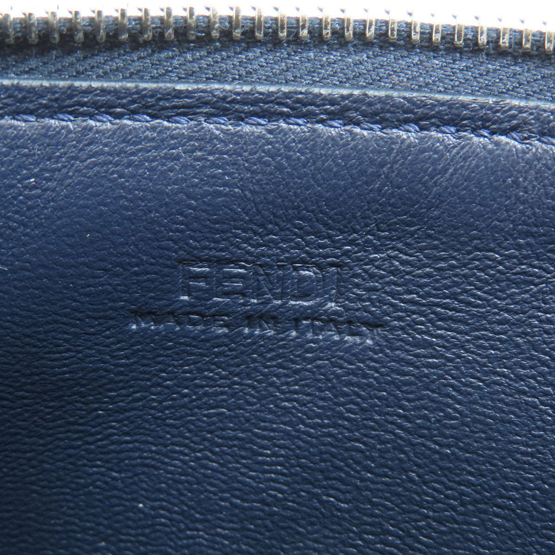 FENDI Card Case leather Navy logo Women(Unisex) Used Authentic