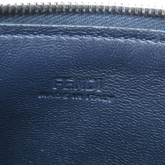 FENDI Card Case leather Navy logo Women(Unisex) Used Authentic