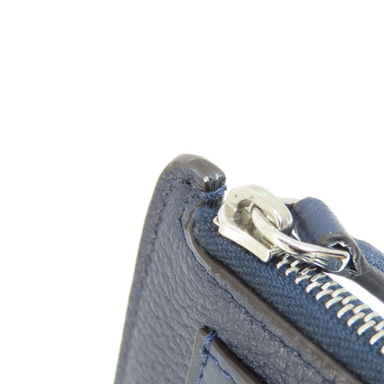 FENDI Card Case leather Navy logo Women(Unisex) Used Authentic