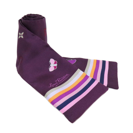 LOUIS VUITTON scarf silk purple Bando Women Used Authentic