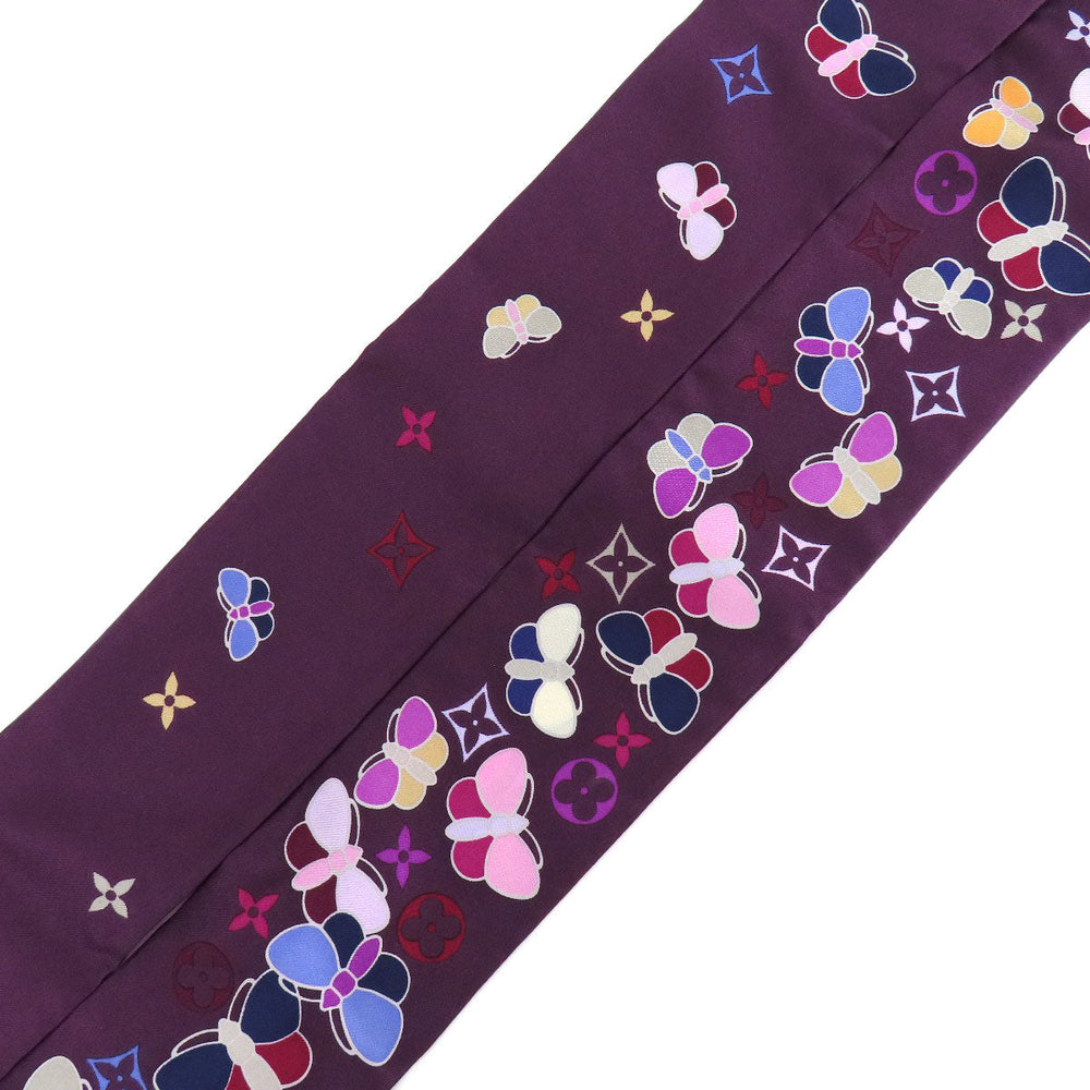 LOUIS VUITTON scarf silk purple Bando Women Used Authentic