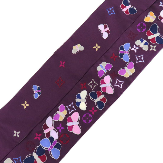LOUIS VUITTON scarf silk purple Bando Women Used Authentic