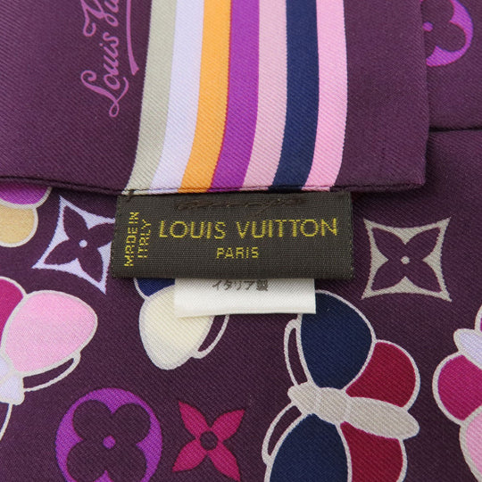 LOUIS VUITTON scarf silk purple Bando Women Used Authentic