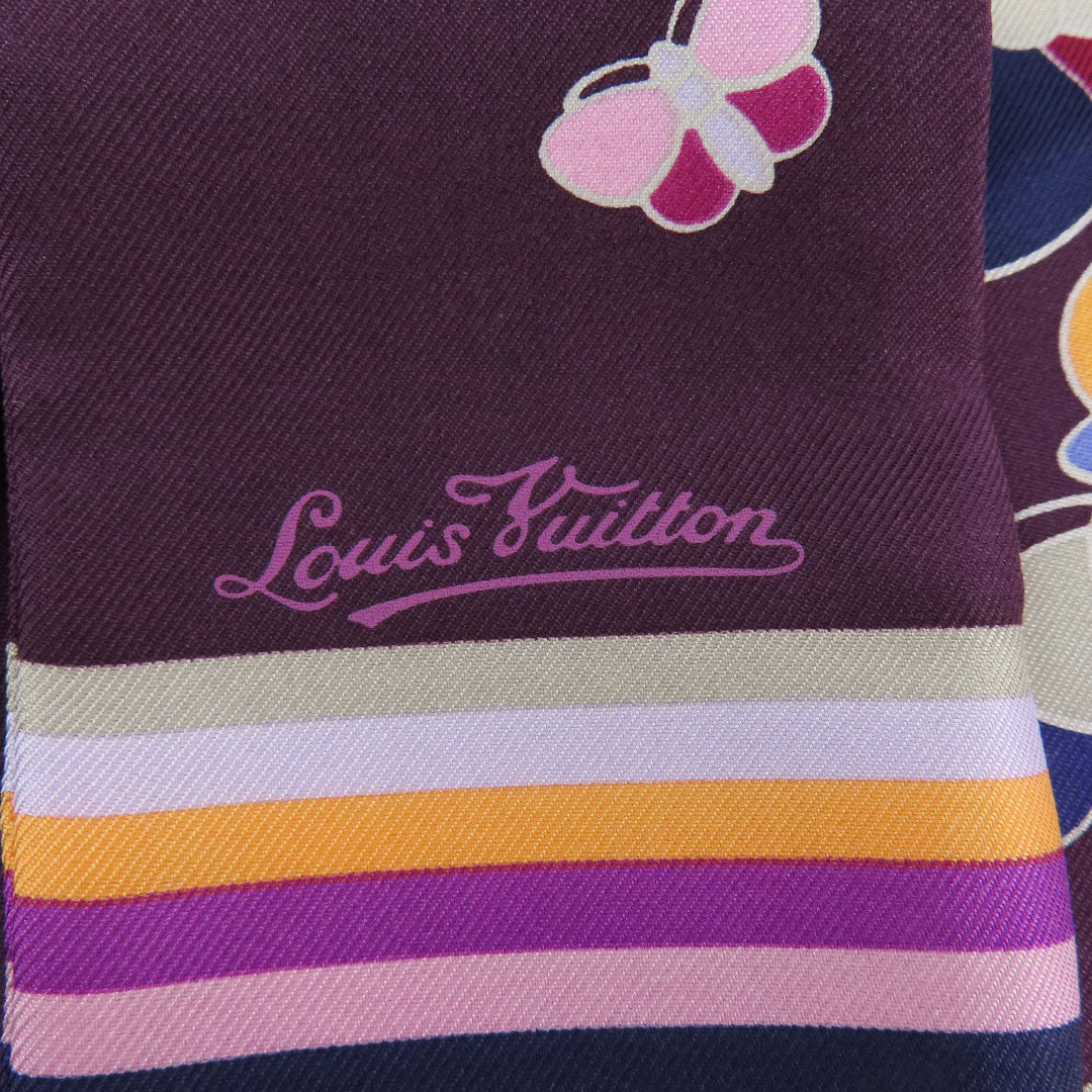 LOUIS VUITTON scarf silk purple Bando Women Used Authentic