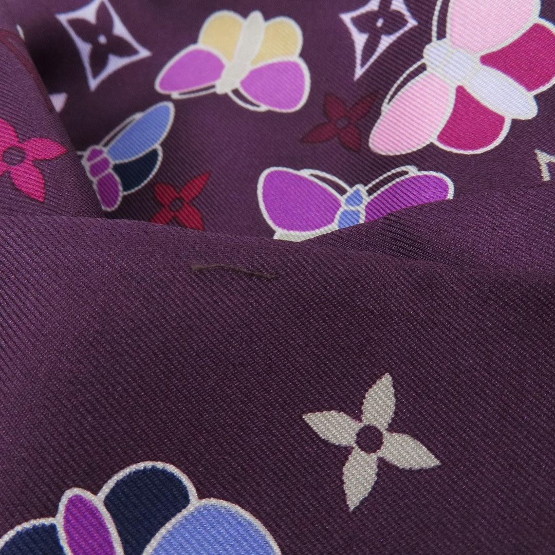 LOUIS VUITTON scarf silk purple Bando Women Used Authentic