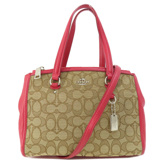 COACH Handbag F36905 canvas Brown Signature 2WAY Women Used Authentic