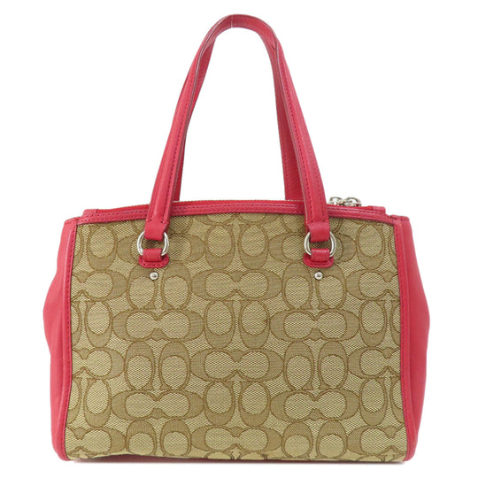COACH Handbag F36905 canvas Brown Signature 2WAY Women Used Authentic