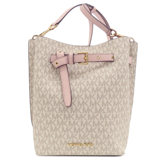 MICHAEL KORS Shoulder Bag PVC white Emilia MK Signature Women Used Authentic