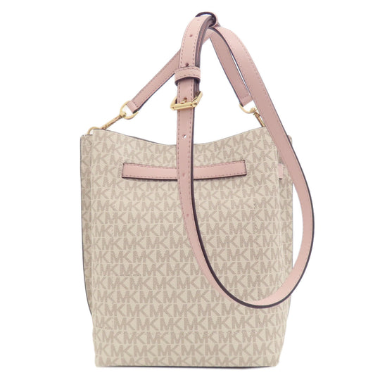 MICHAEL KORS Shoulder Bag PVC white Emilia MK Signature Women Used Authentic