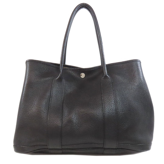 HERMES Tote Bag Togo black Garden Party PM SilverMetal Women Used Authentic