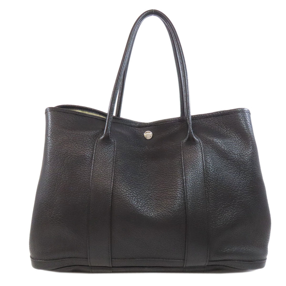 HERMES Tote Bag Togo black Garden Party PM SilverMetal Women Used Authentic
