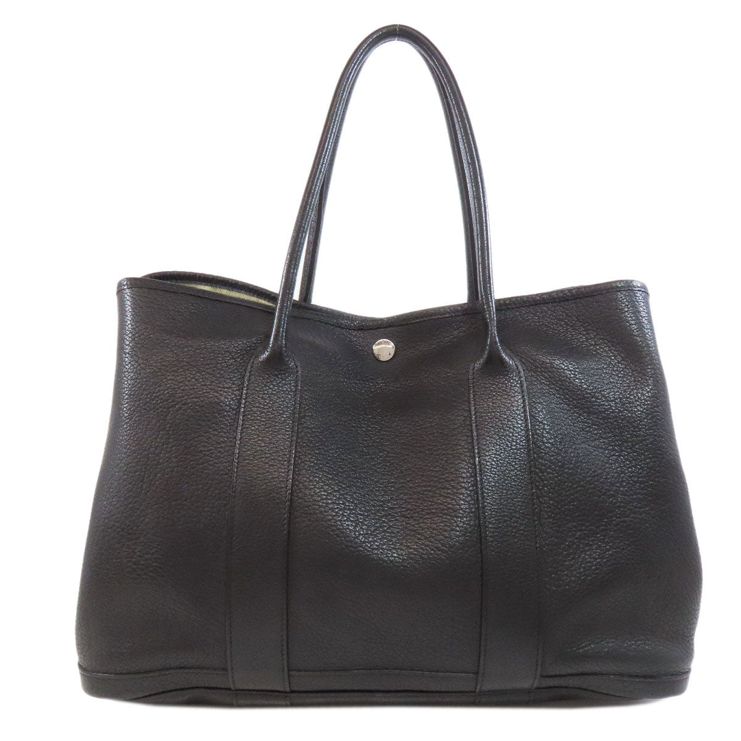 HERMES Tote Bag Togo black Garden Party PM SilverMetal Women Used Authentic